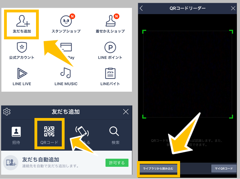 自分のスマホ画面上のqrコードの読み取り方 Lineのqrコードリーダーから簡単にアクセス スマホサポートライン