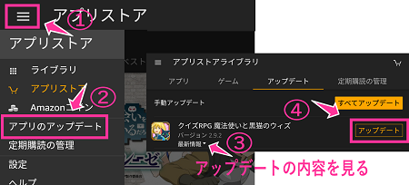 Fireタブレットでamazonアプリストアのアプリをアップデートする方法 手動 自動アプデのやり方 スマホサポートライン