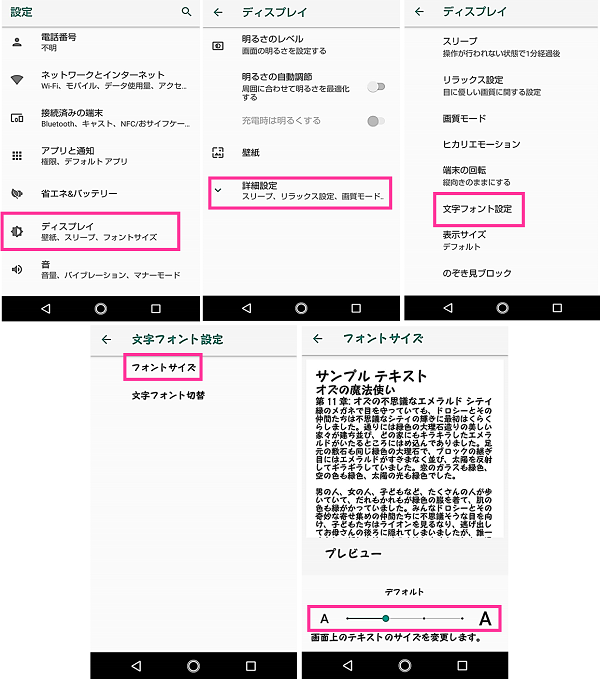 Androidスマホの文字サイズ フォントの大きさを変更する方法 スマホサポートライン